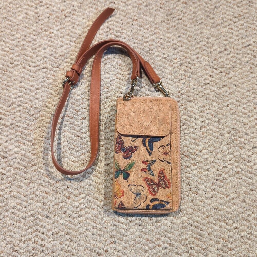 Cork Culture Crossbody Phone Bag Wristlet Purse Butterflies Vegan Whimsical